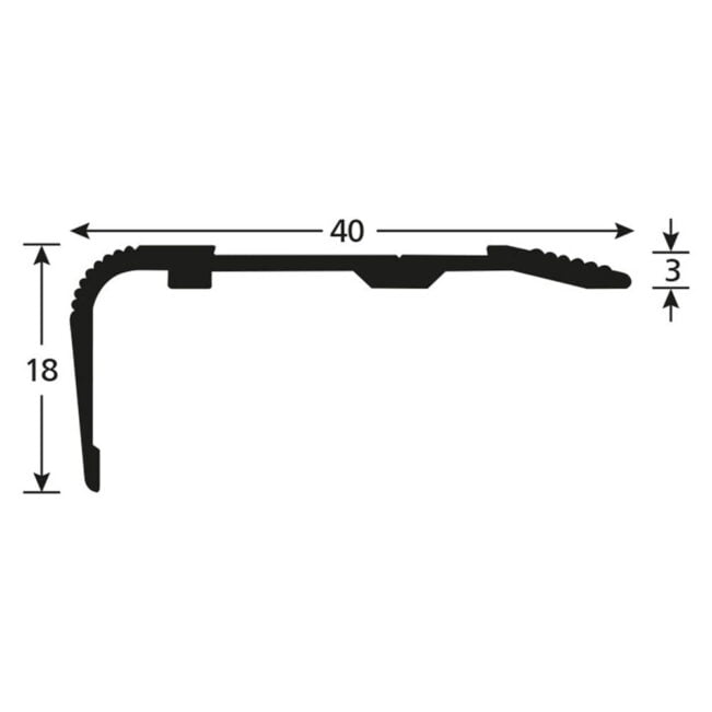 Trapneus mini schuin aflopend 40 x 18 mm 300 cm voorgeboord