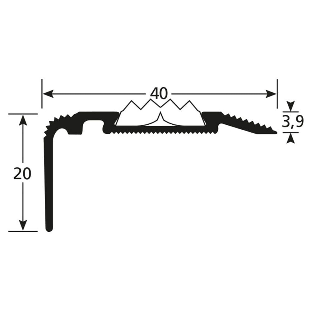 Trapneus mini geribbeld 40 x 20 mm incl inlage 300 cm Trapneus mini geribbeld 40 x 20 mm incl inlage 300 cm