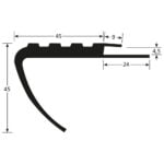 Trapneus N45P rechte knijprand 4,5 mm PVC zwart 300 cm