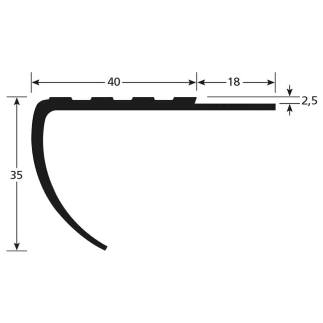 Trapneus N35D 2,5 mm 40 x 35 mm PVC grijs 300 cm